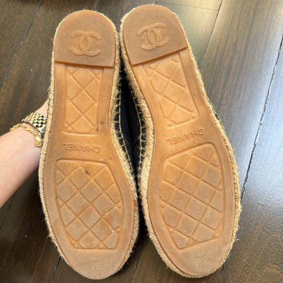 CHANEL Navy & Olive Canvas Platform Espadrilles, Size 38 - Picture 8 of 11